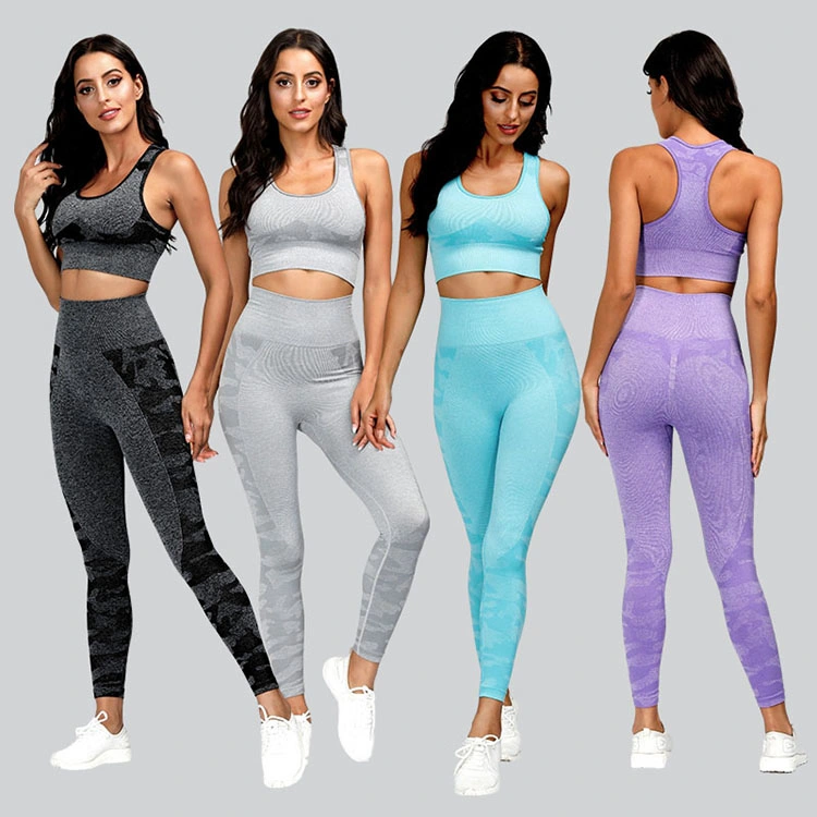 Custom Women Sexy Fitness Gym Wear, Wholesale/Supplier Ladies Fashion Seamless Yoga Sport Bra and Leggings Wear