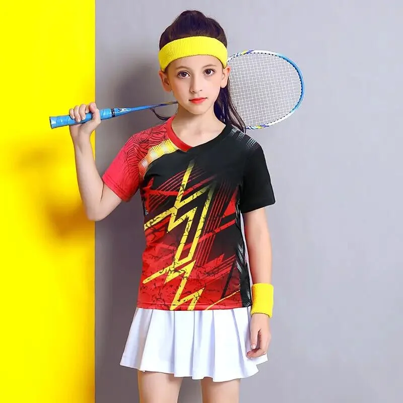 Tennis Clothes for Girls Children Ping Pong Tee Shirts Skirt Sets Kid Volleyball Kits Badminton Jerseys Sport Uniform Sportswear