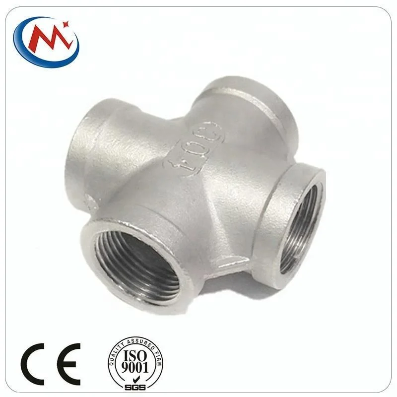 Manufacturer SS304 SS316 Stainless Steel NPT and BSPT Threaded 4 Way Cross