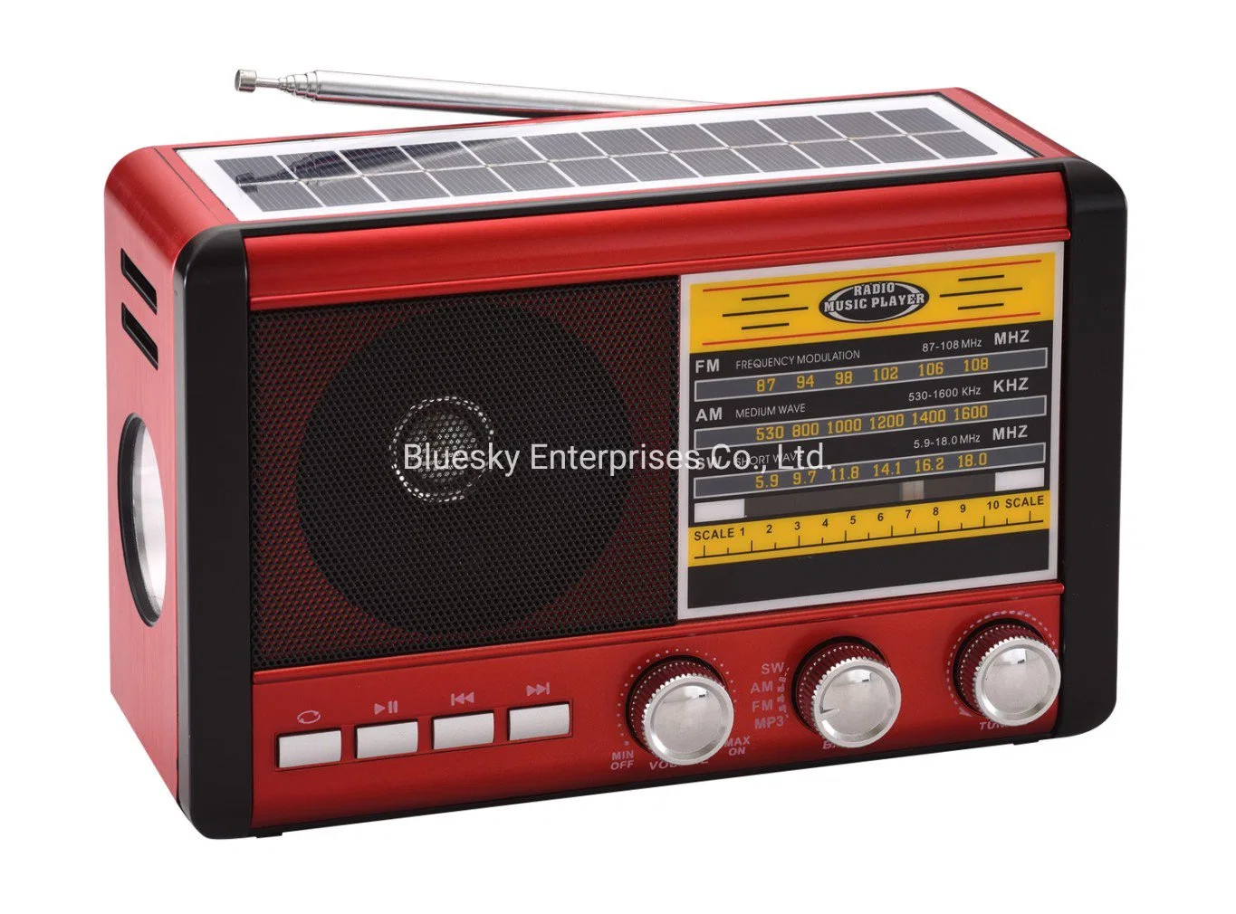 Tw658bts Fabrik Großhandel/Lieferant tragbare FM am SW Mini-Radio-Frequenz Maschine mit LED-Taschenlampe und Solar-Panel Bluetooth-Lautsprecher