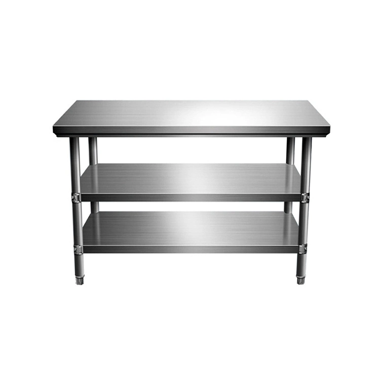 3-tier worktable height adjustable catering workbench four legs stainless steel work table