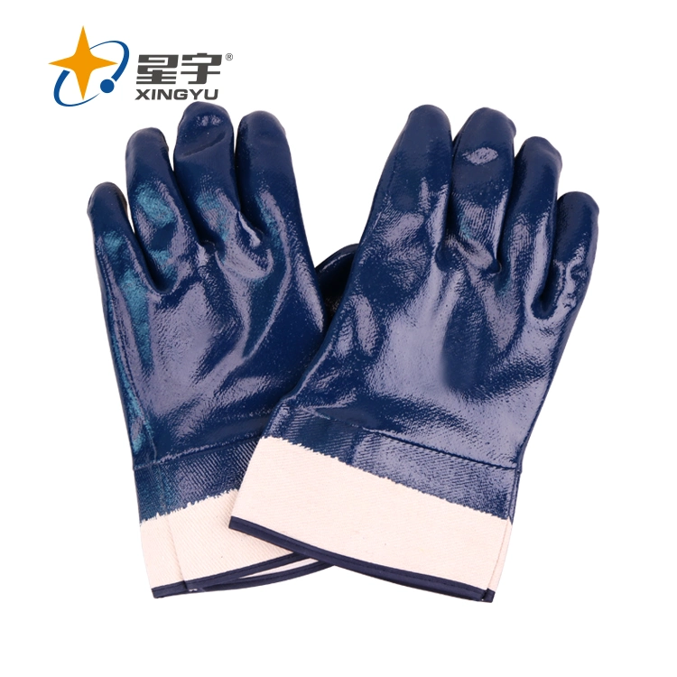 Xingyu Industrial Cotton Jersey Nitrile Full Coated Gloves con resistencia al aceite y mayor protección para las manos.