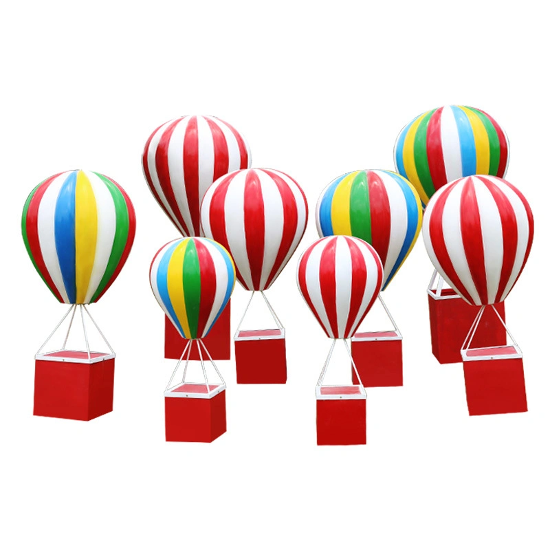 Hand Crafted Large Size Store Decoration Hot Air Balloon Fiberglass Sculpture for Art Garden Pack Display