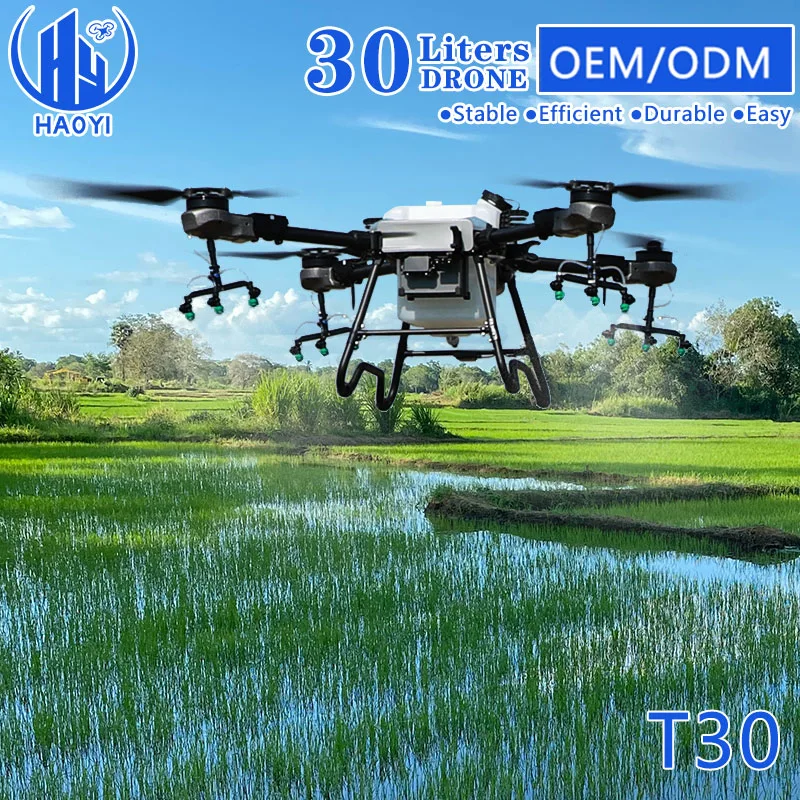 Fabricación de drones 15 ha/hora largo rango esterilización 30 litros rápido Carga de los tronos UAV 45 Kg carga útil Drone de pulverización agrícola con Cámara FPV doble