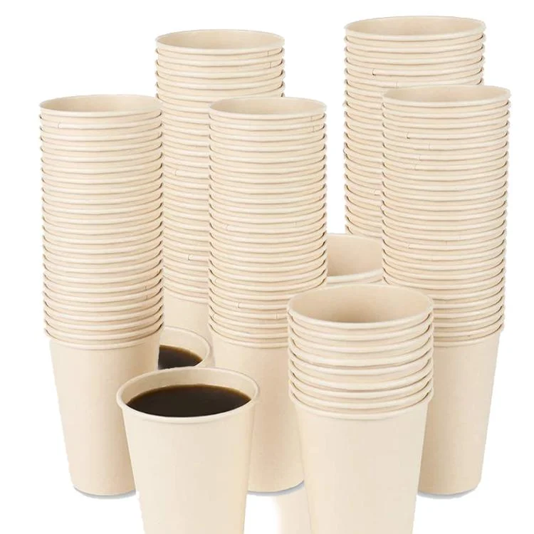 Impressão personalizada Biodegradável Compostável D90mm Single/Double/Ripple Wall Hot Coffee Paper Cup com tampa PP