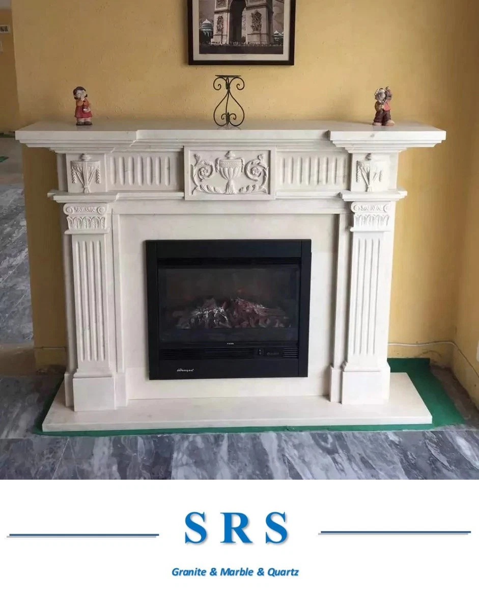 European Style Pure White Marble Natural Marble & Limestone Fireplace