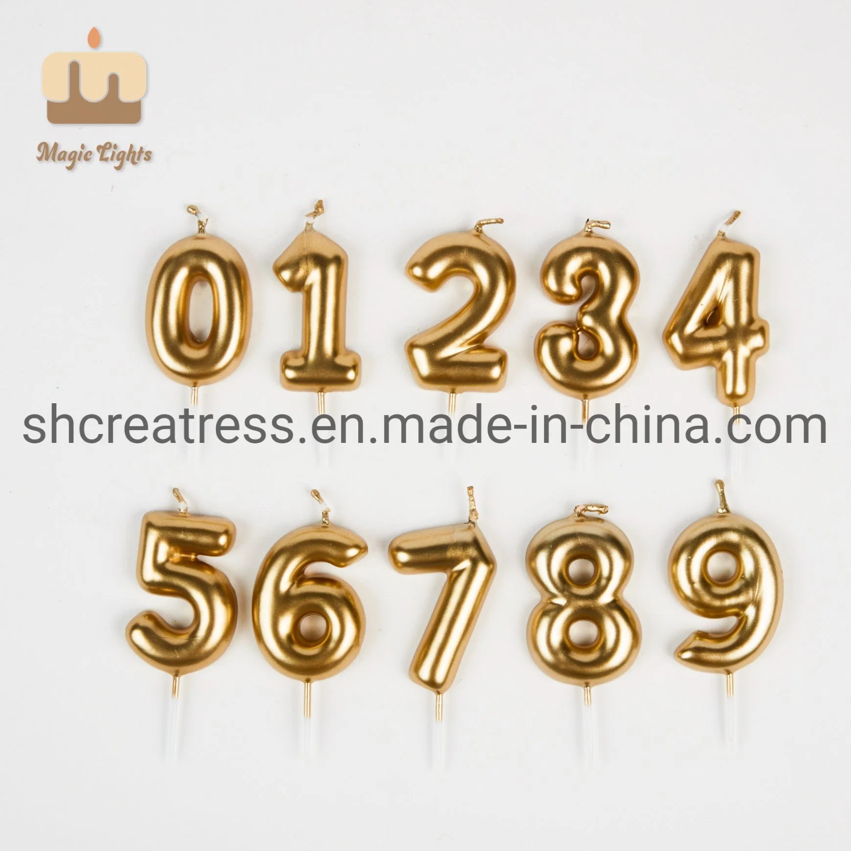 Reasonably Priced 100% Paraffin Wax Gold or Sliver Number Birthday Cake Candle