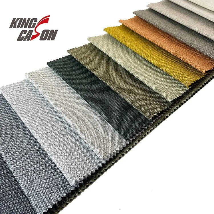 Kingcason 100% Polyester Classic One Side Brush Plain Linen Upholstery Fabric for Sofa and Chair