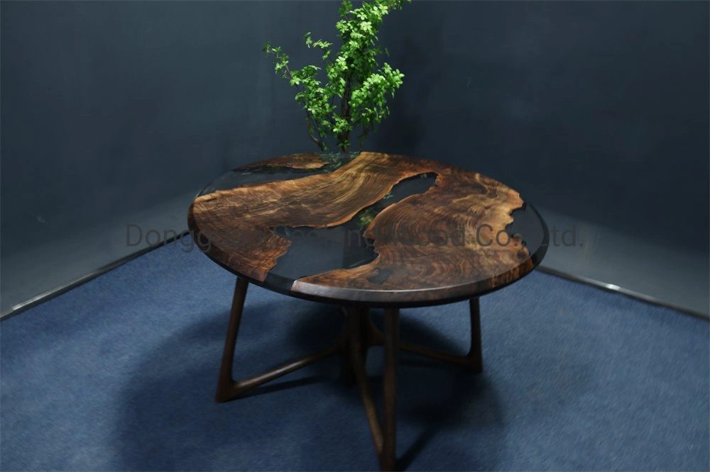 Résine de bois solide Round Table à manger / Table à café