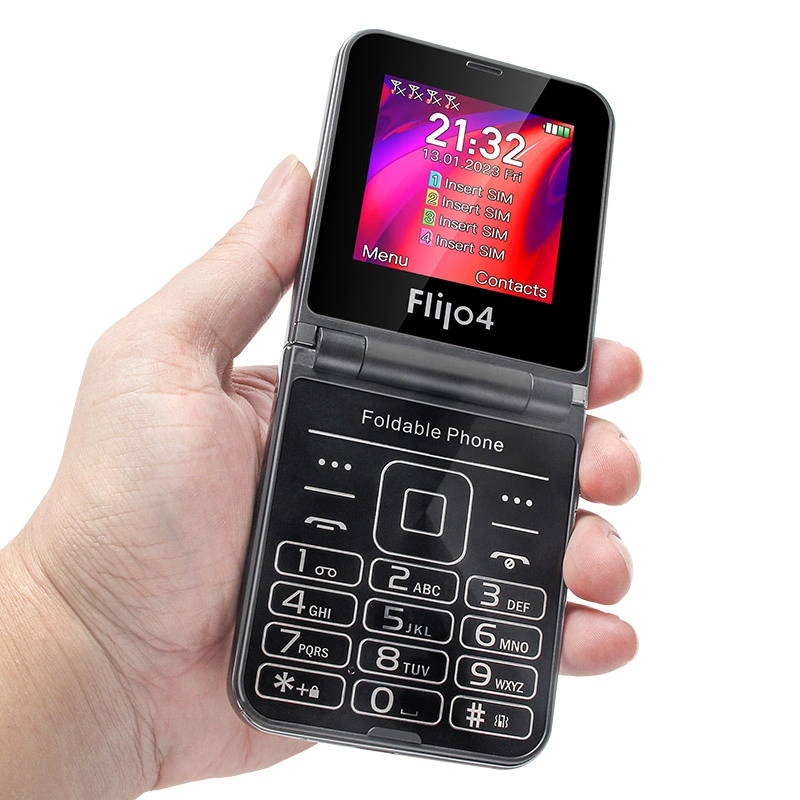 2023 Popular 2.55inch Flip Phone Uniwa F265 Big Keypad Four SIM Four Standby Mobile Phone