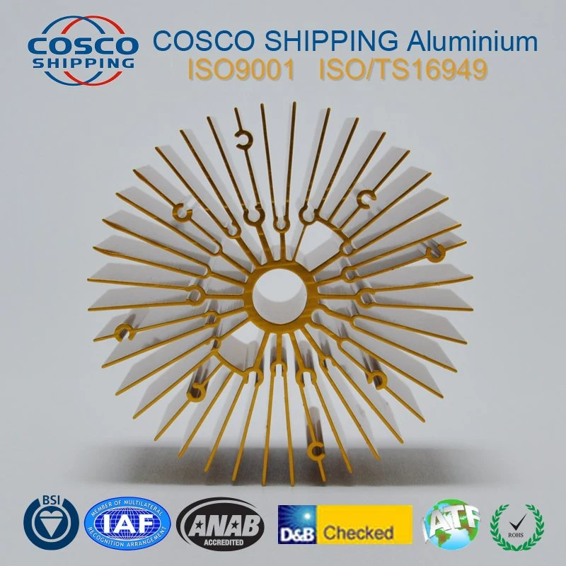 Tubo de calor de aluminio de Cosco anodizado Perfil de extrusión disipador de calor