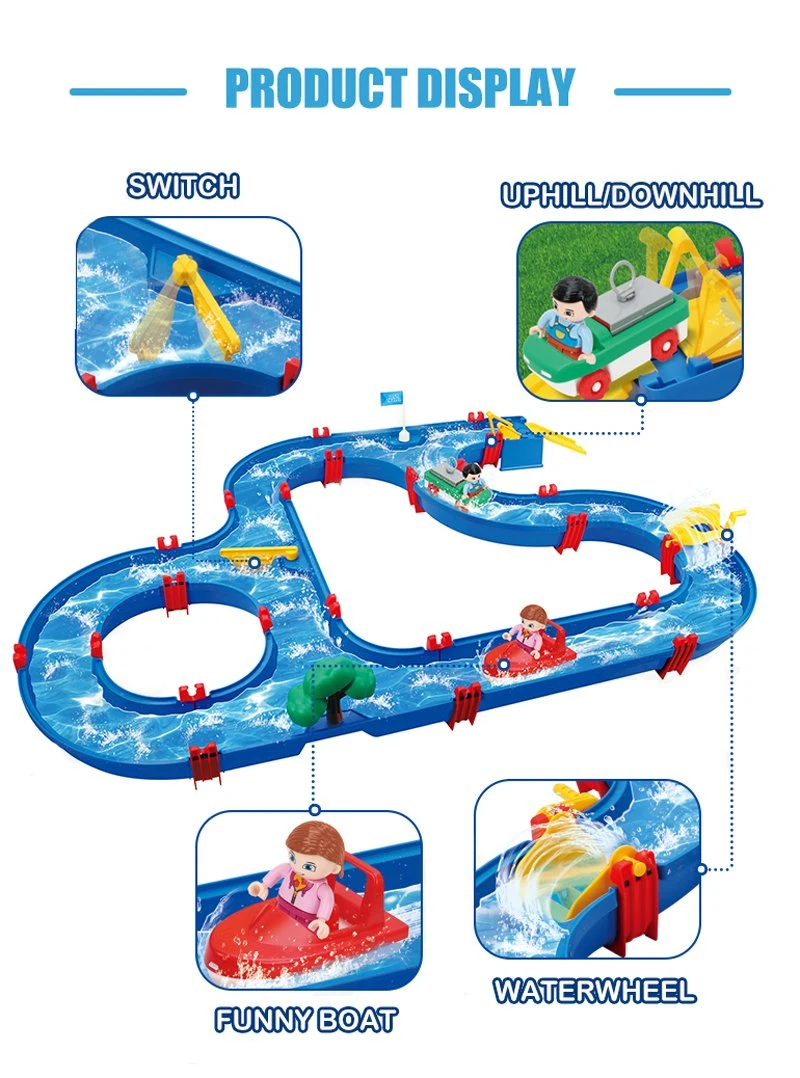 New Design 69PCS DIY Assembled Building Blocks Sliding Slot Boat Racing Summer Water Park Play Water Track Toy