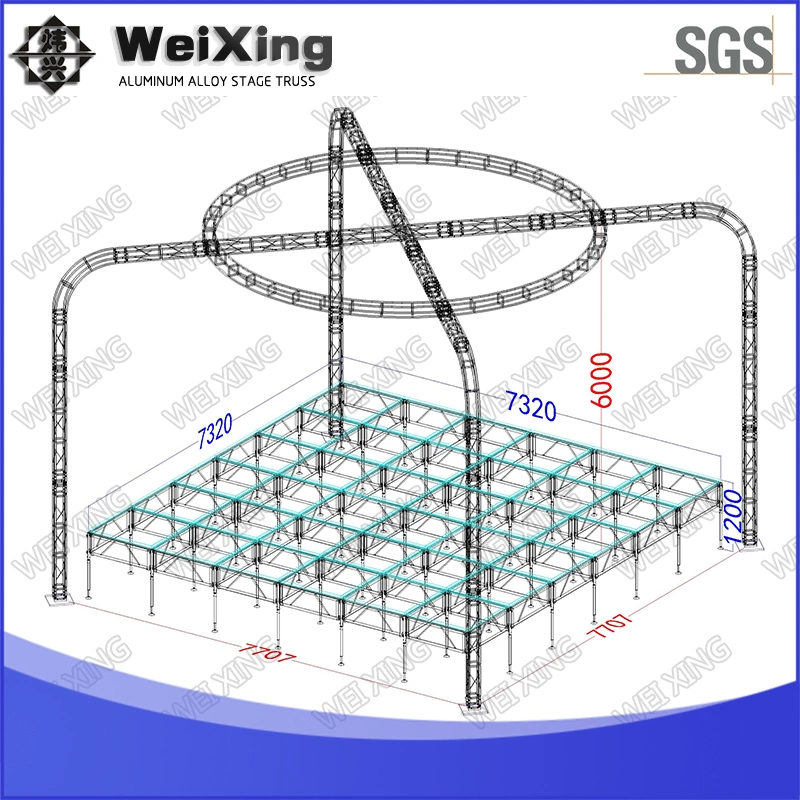 7.7X7.7X6m, 200x200mm Aluminium Truss Messe Messestand Ausstellung Outdoor Eventtruss Display Mobile Advertising Truss