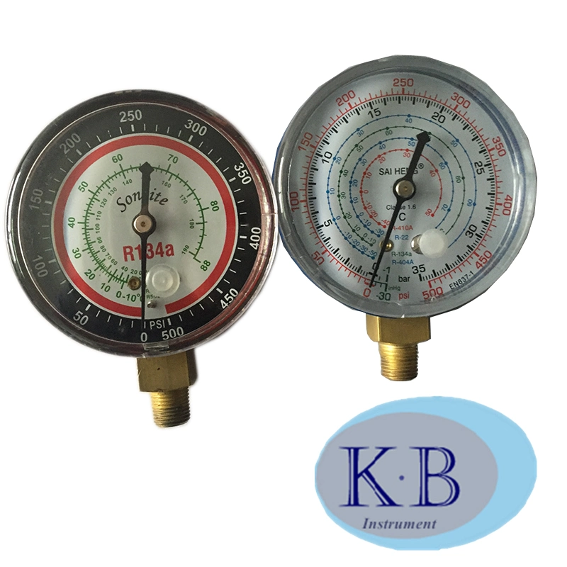 High quality/High cost performance  63mm 70mm Steel St. 304 Case Red and Blue Low OEM Refrigerant Pressure Gauges