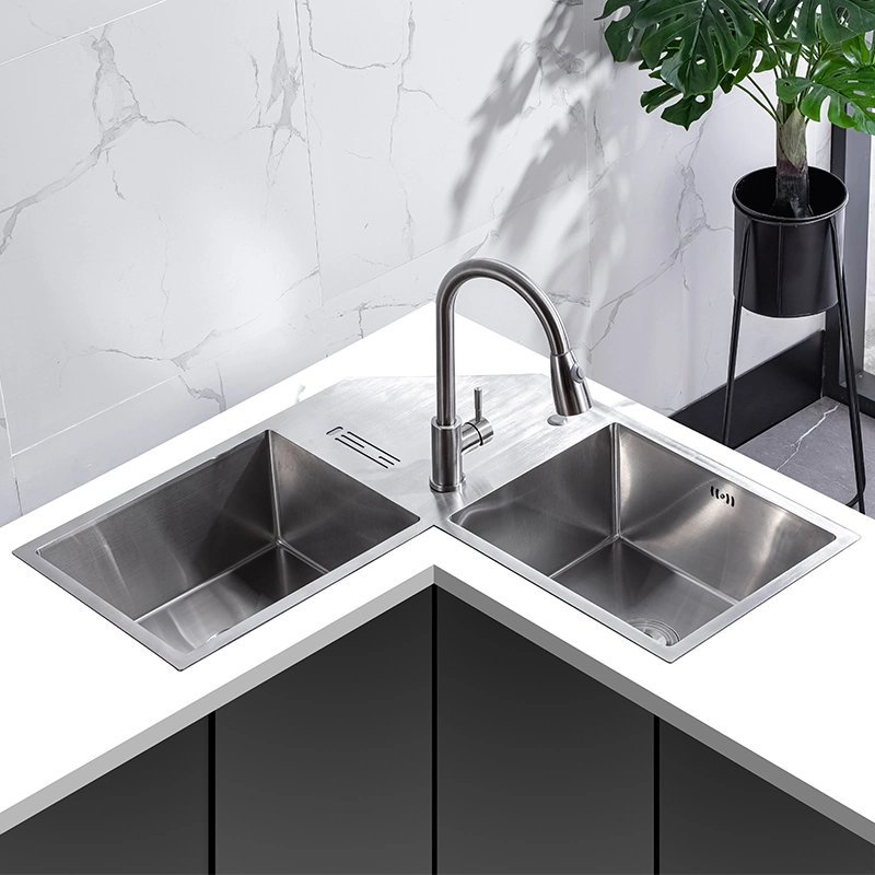 Hot Sale Thickened Handmade Corner Sink 304 Stainless Steel Sink Kitchen Sink