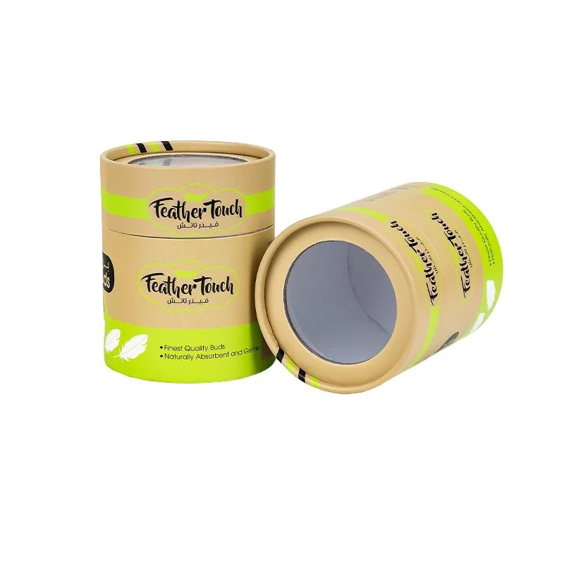 White Kraft Paper Tube Packaging Custom Silver Foil Cylinder Box with Light Blue Printing