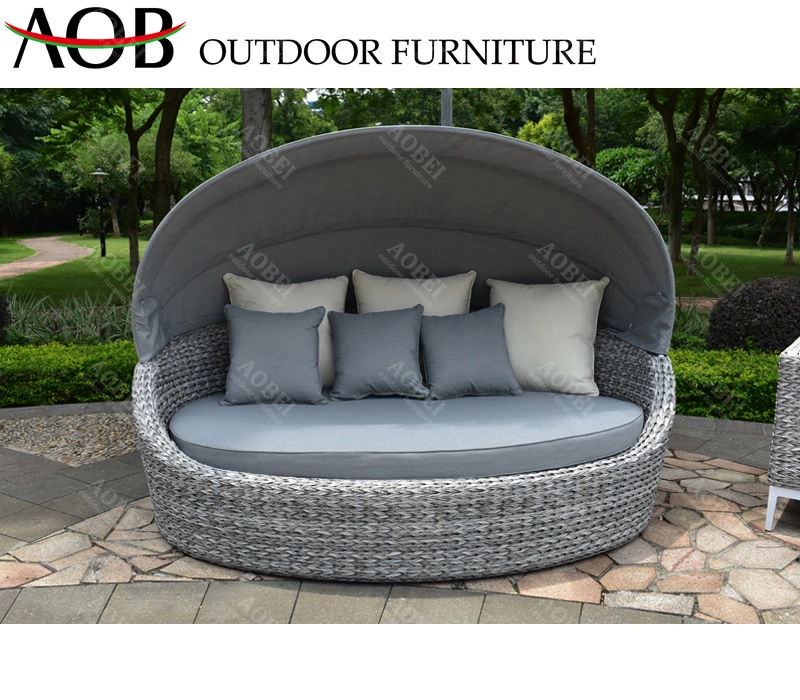 Modern Garden Outdoor Hotel Resort Home Beach Rattan Wicker Furniture Round Sunbed Gazebo Sofabed Daybed