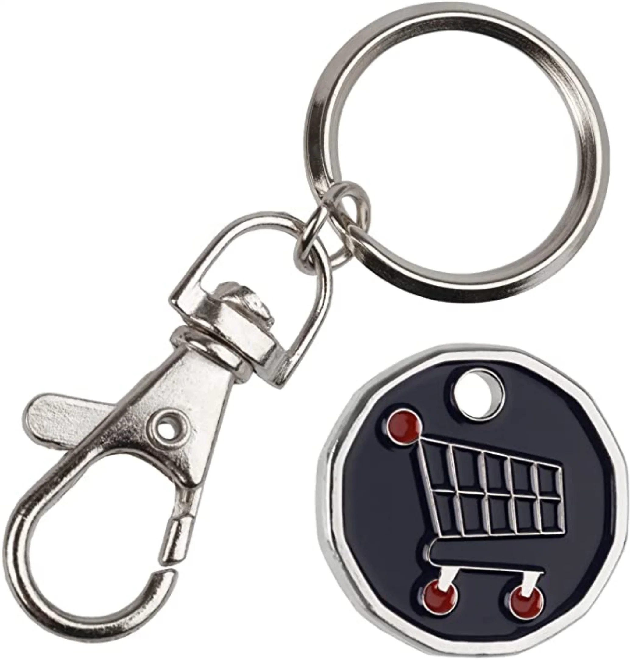 Free Sample China Facotry Direct Sale Custom Enamel Fashion Design Logo Trolley Token High quality/High cost performance Metal Plated Keychain for Shopping Car