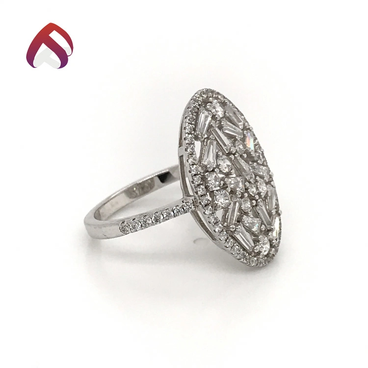 Fashion New Design Oval Shape Jewelry 925 Sterling Silver CZ Ring