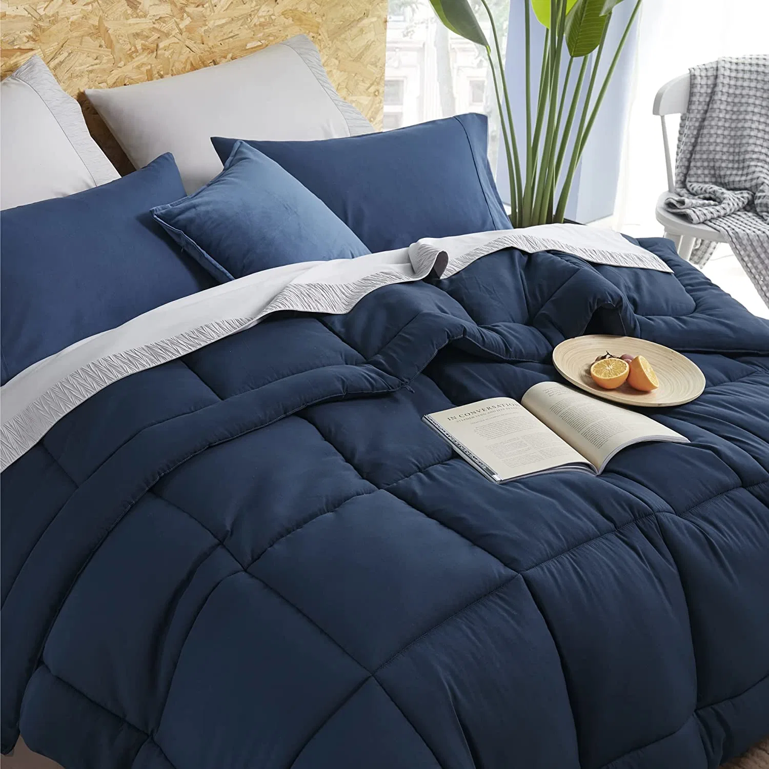 Bettdeckeneinsatz California King Comforter Navy - All Season Stepped Down Alternative Comforter für Cal King Bett, Bettwäschesrem mit Ecke Tabs6duvet i