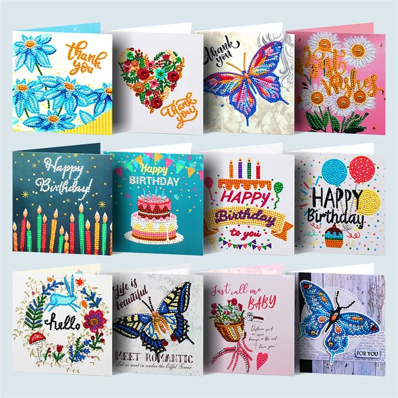 Vancy Arts 12PCS/ Set Birthday Party 5D Diamond Painting Gift Cards