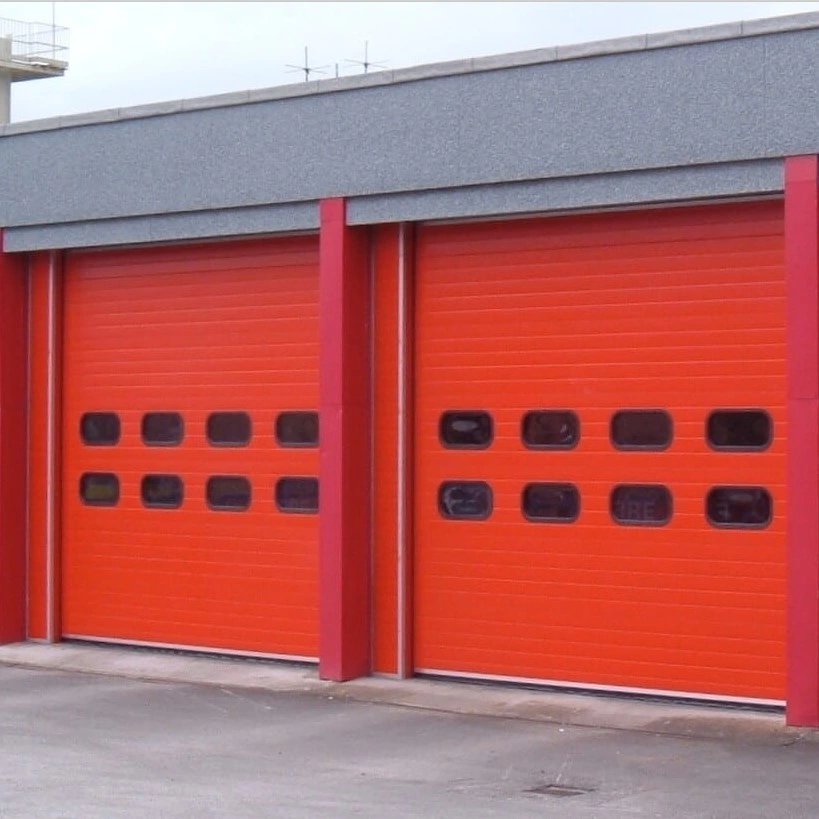 Overhead Red Color Roll up Sectional Door for Fire Station