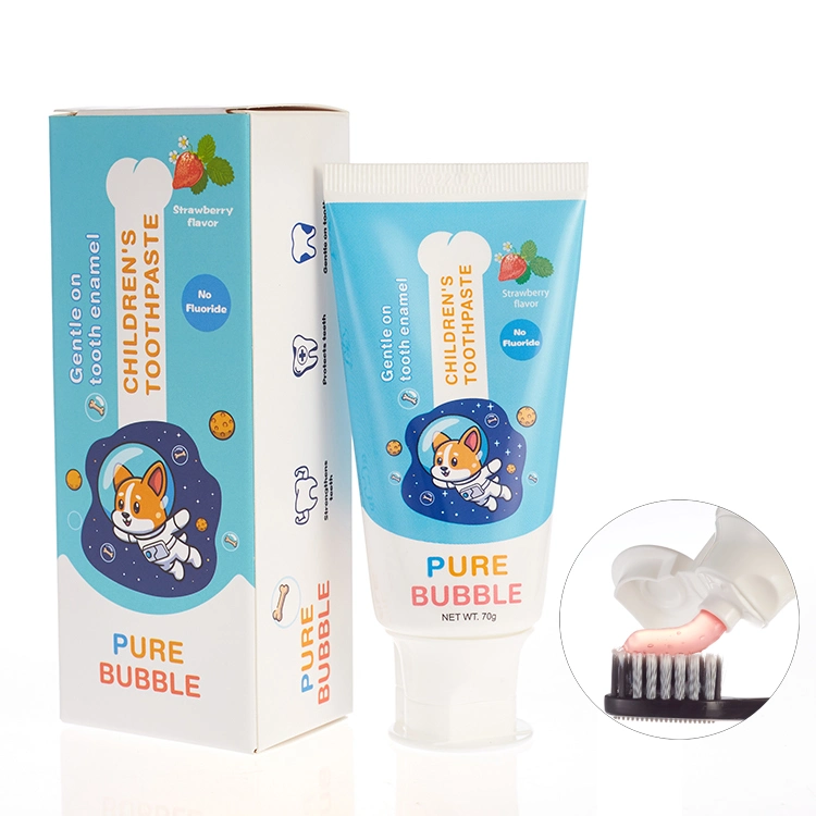 Custom Fluoride Free 70g Children Probiotic Tooth Paste Strawberry Blueberry Bubble Gum Flavor Kids Toothpaste