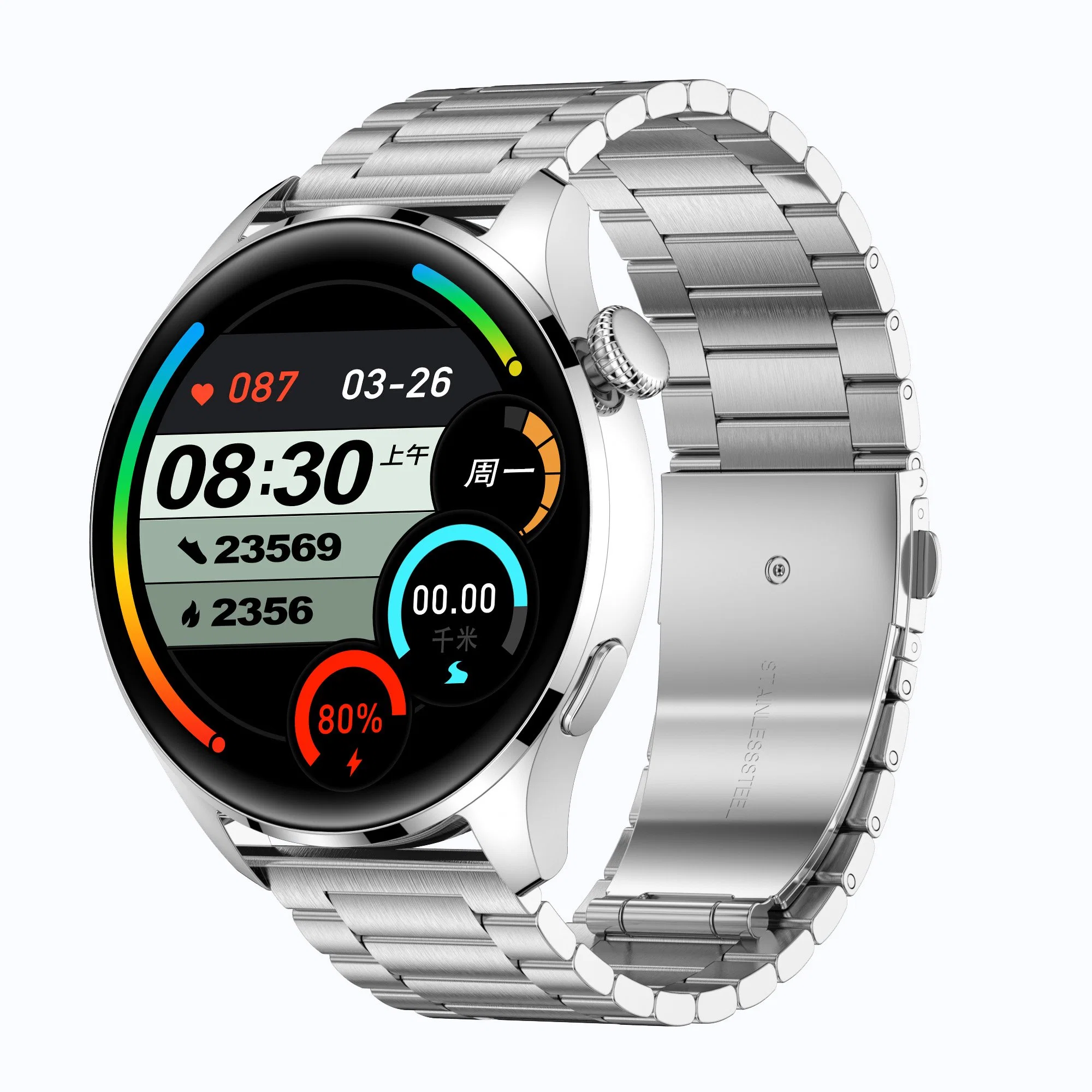 New Style rund 1,32 Zoll OLED-Display Metall Material Multifunktional Smart Watch