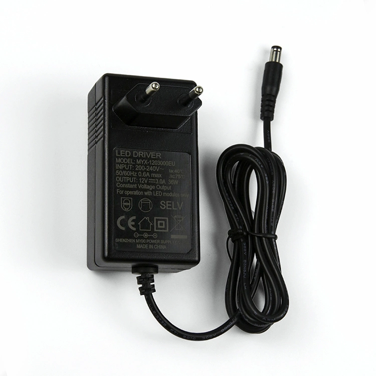 EU Wall Plug in AC DC Power Supply Adapter 9V 12V 15V 1A 1.5A 2A 3A CE 36W Power Adapter