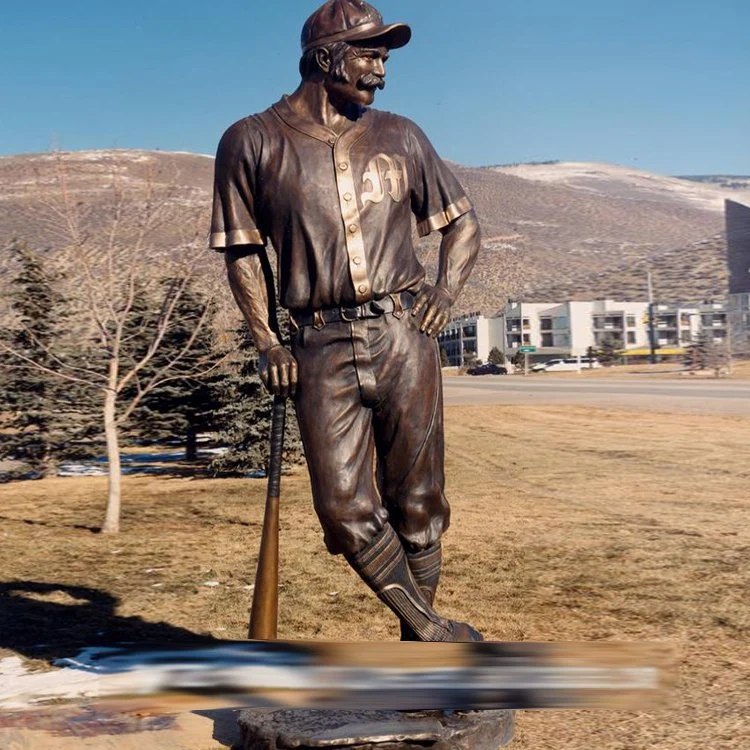 Gymnasium Outdoor Decorative Sculpture Life Size Bronze Baseball Player Statue