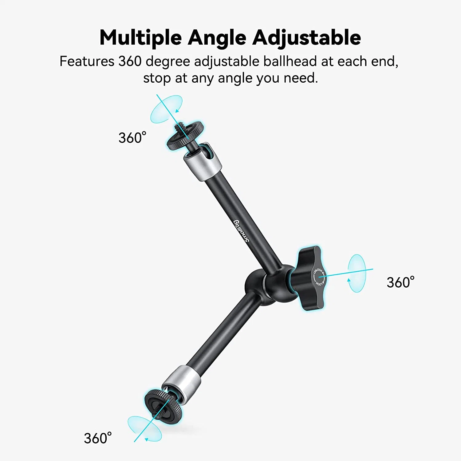 Smallrig ajustable de 9,8 pulgadas de la articulación del brazo de magia con el tornillo de rosca de 1/4" para monitor LCD/LED luces - 2066b