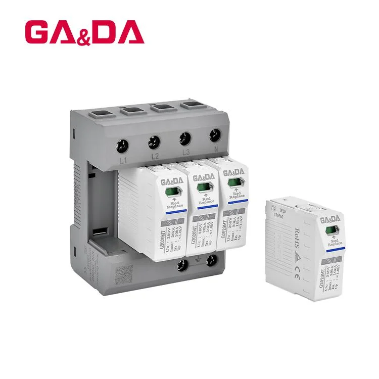 Gada 35mm AC SPD Lightning Arrester 80ka 4p 280V for Home Power System Surge Protective Device SPD