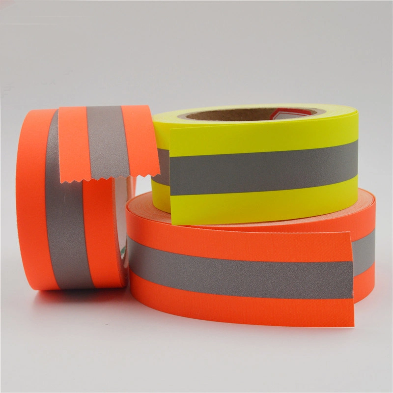 Fluorescent Yellow Flame Retardant Grade Cotton Reflective Warning Tape