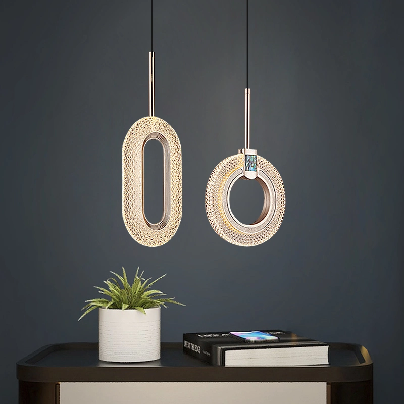 Candeeiros suspensos LED Oval modernos em cristal e lustres Golden Lights