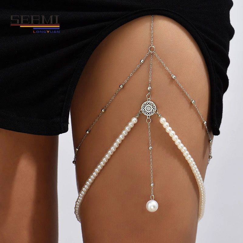 Multilayer Pearl Chain Leg Chain Women Personality Long Body Chain