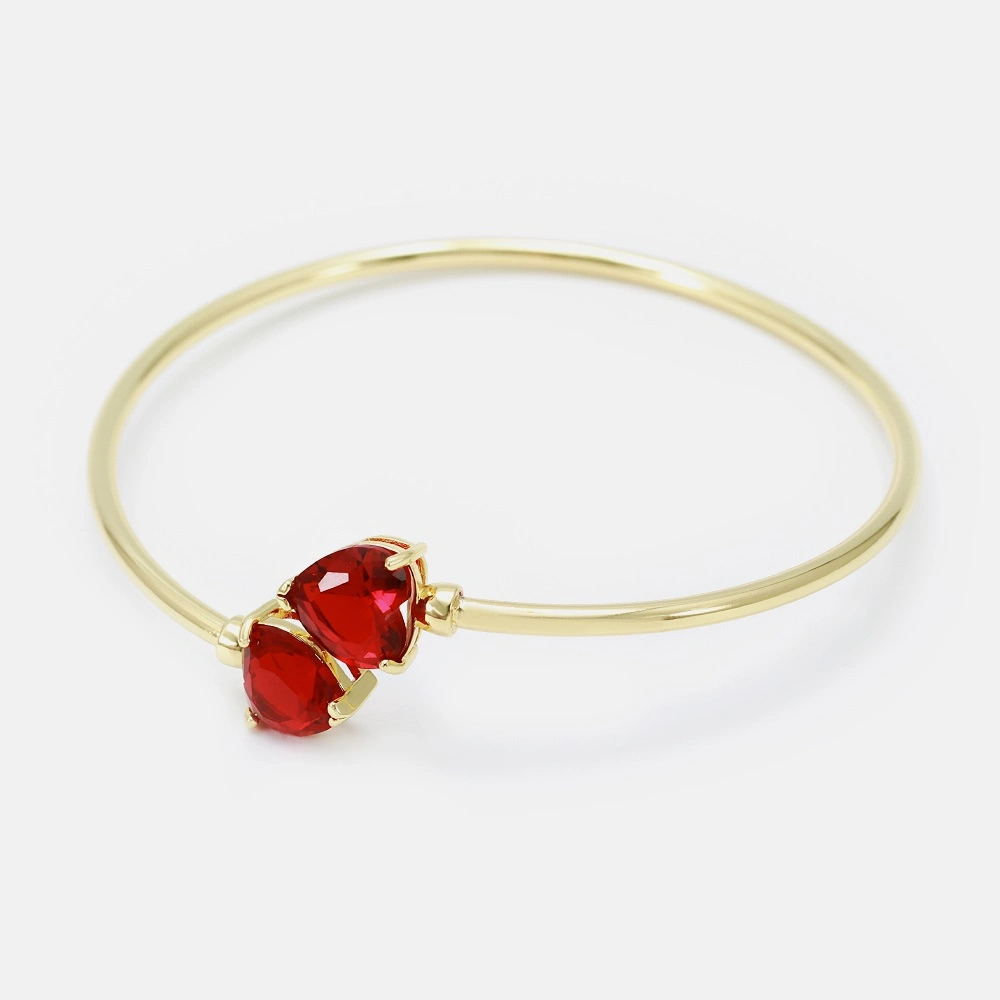 Moda Gemstone Vermelho Bracelete Bangle Mulheres, Moda 18K banhado a ouro braceletes Bangle Zircónia vermelho