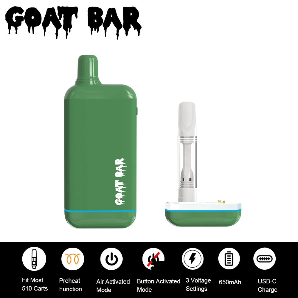 Goat Bar Auto Araw Activated Cartridge Discreet Puffs 2 Gram Disposabel Vaporizer Cartridge Pulsar 510 Battery