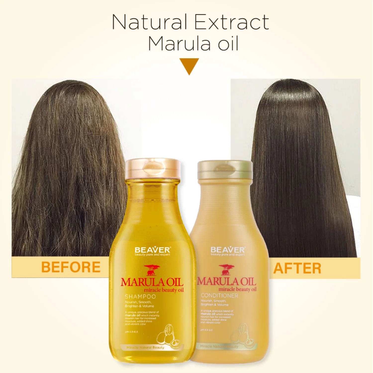 Beaver Marula Oil Hair Shampoo and Conditioner Set