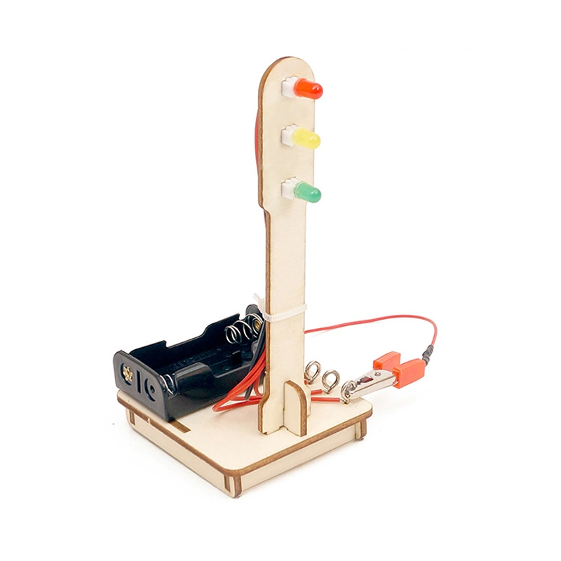 Custom DIY Wooden Electric Circuit Traffic Lights Montessori Educational Toys for Kids