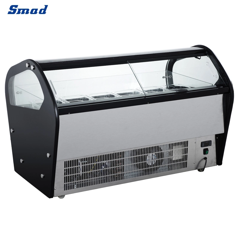 Puerta de cristal negro Smad Encimera 142L Helado Mostrar congeladores para uso comercial