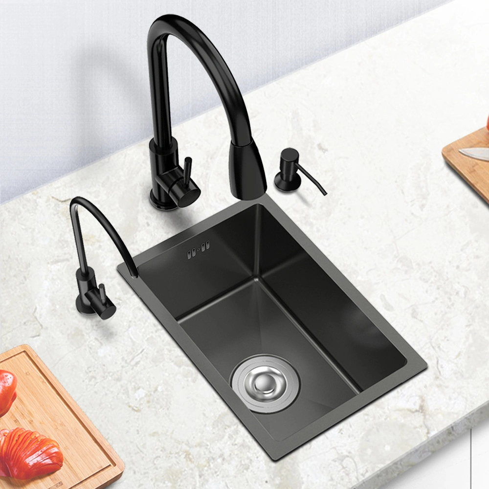 Multifunction Handmade Undermount Kitchen Black Single Bowl Stainless Steel Sink