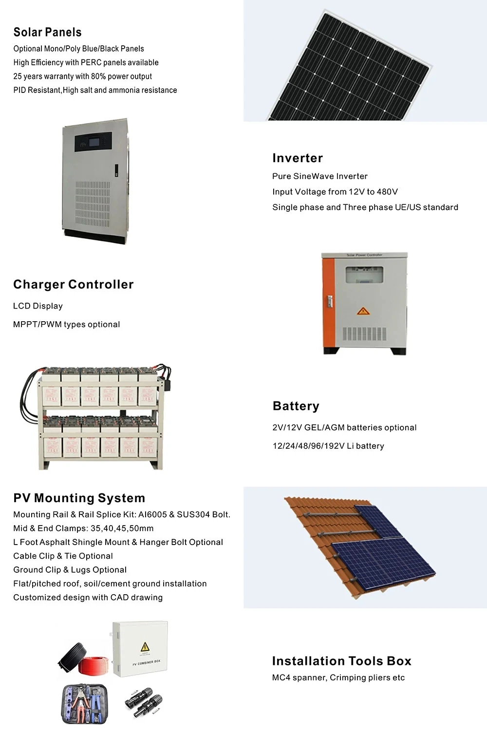 Cheap Price High Efficiency Generator 5~25kw on Grid Solar System