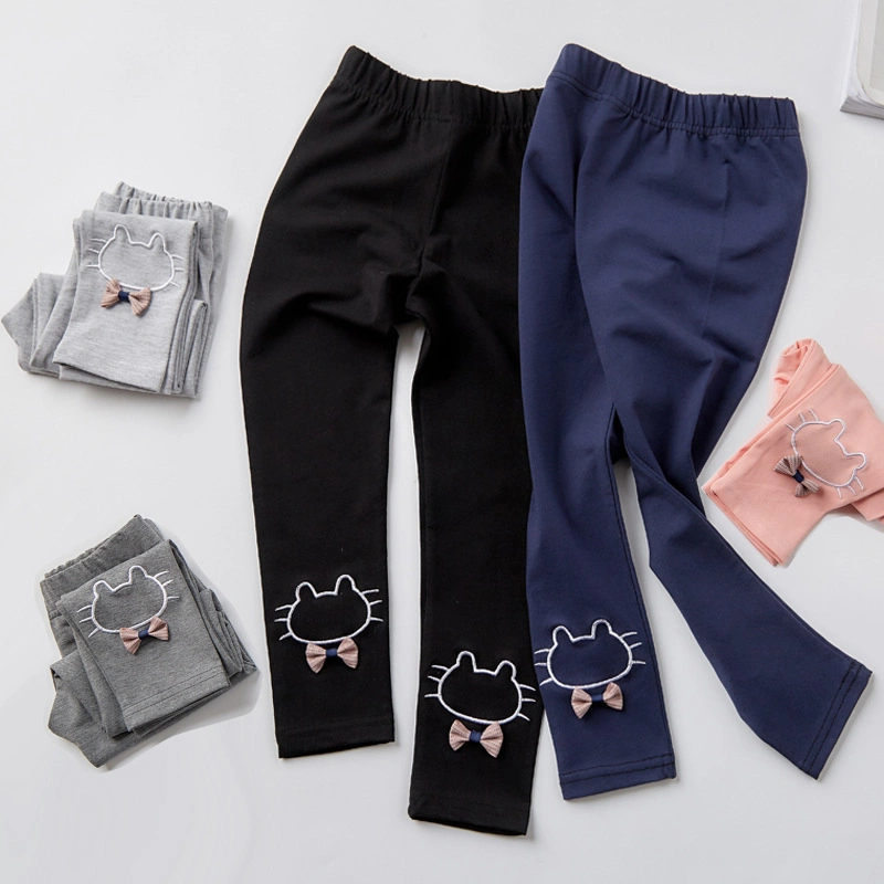 Girls' Bottoming Trousers 2022 New Tide Children's Spring and Autumn Trousers Thin Cartoon Nine-Point Trousers Baby Outside Wear