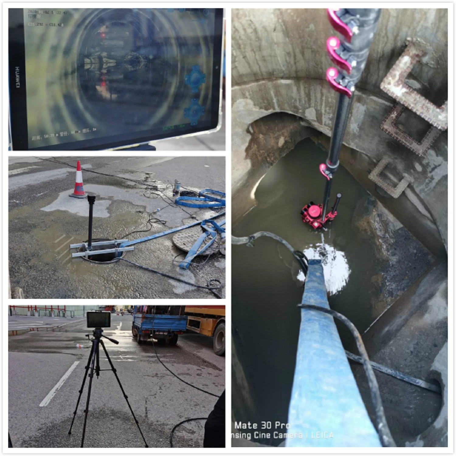 Municipal Sewer Storm Water Pipeline Drainage Manhole Preview Inspection Pole Camera