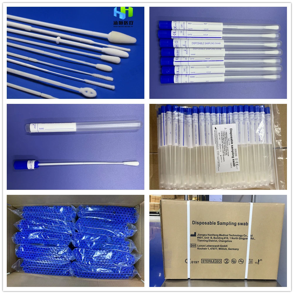 Teste médico descartável ABS Sticks Virus Collection nylon nasofaríngeo swab Com tubos de PP