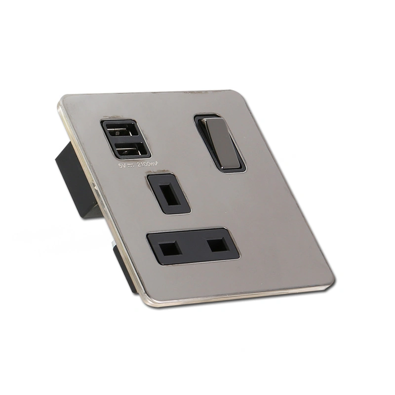 13A 1gang Switched Double Pole with USB Port Electrical Wall Socket