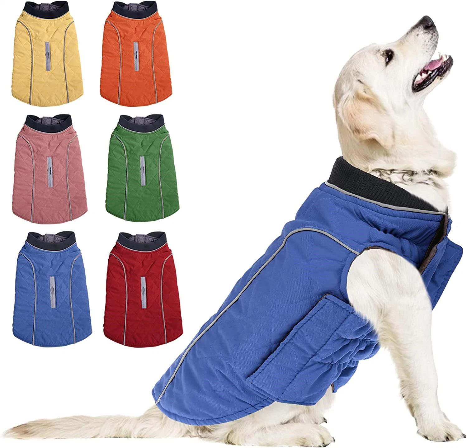 Windproof Dog Cold Weather Coat, Reflective Pet Winter Thick Warm Outdoor Jacket