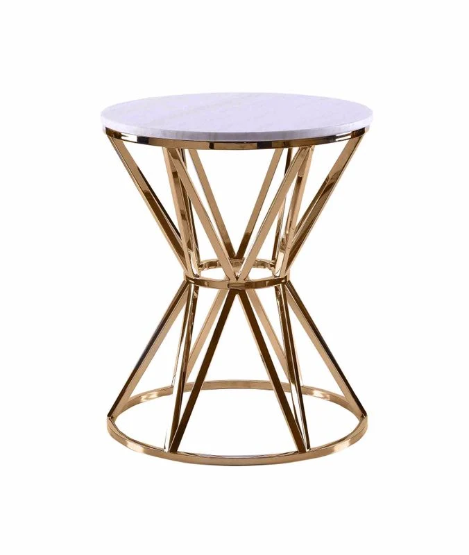 Zhida Home Furniture Manufacturer Luxury Golden Metal Frame Living Room Sofa Side Table Marble Top Small Tea Table