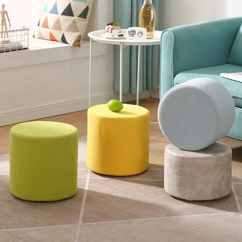 Un design moderne vente chaude velours ronde siège en tissu Meubles de salle de séjour des selles de stockage de maquillage Président pouf