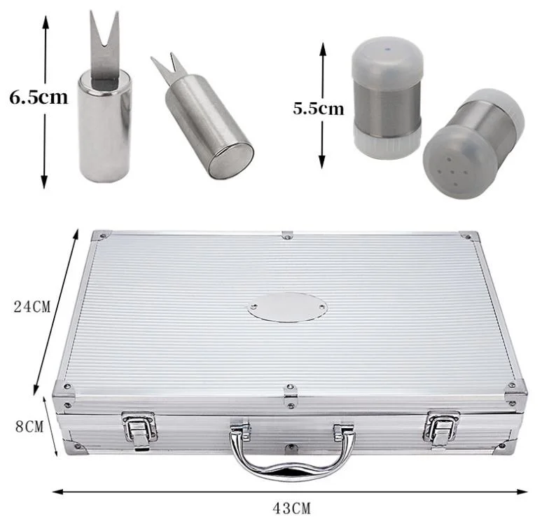 18 Pieces Stainless Steel BBQ Tools Set with Aluminum Case